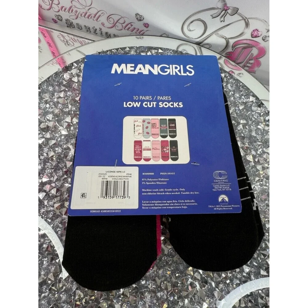 Mean Girls socks brand new Low Cut Socks - Pink & White - 10 Pairs